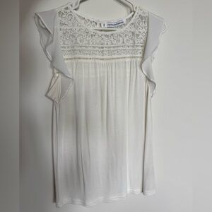 Cupcakes & Cashmere White Flutter Sleeve Top